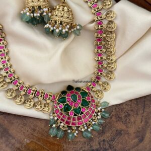 Kaasu Lakshmi Jadau pendant necklace set