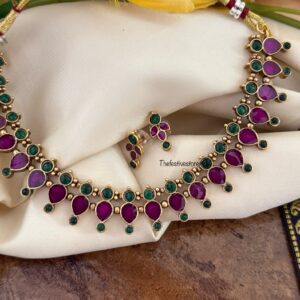 Budgeted Ruby and green stone necklace set