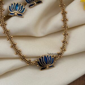 Budgeted enamel Blue Lotus necklace set
