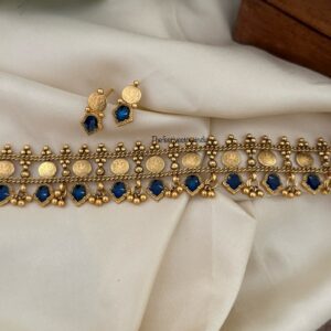 Budgeted Lakshmi Kaasu choker set - Blue