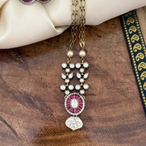 Victorian polish moissanite Stone pendant set | Necklace | Unique