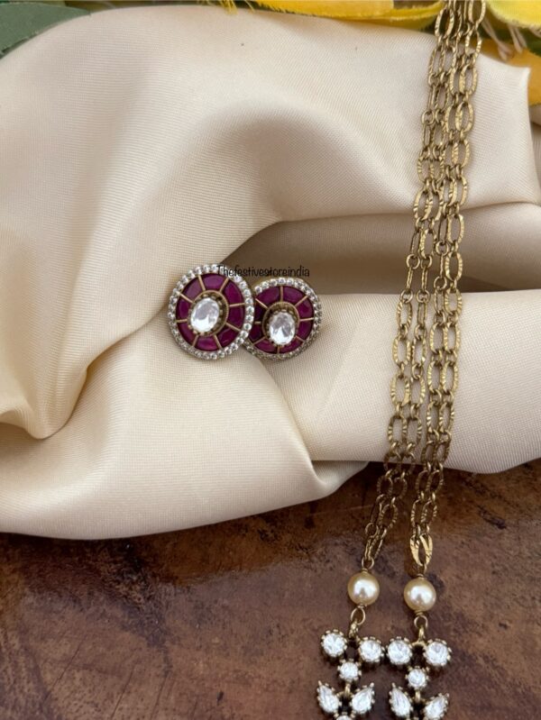 Victorian polish moissanite Stone pendant set | Necklace | Unique