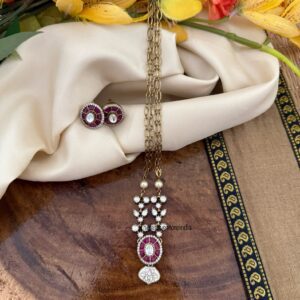 Victorian polish moissanite Stone pendant set | Necklace | Unique