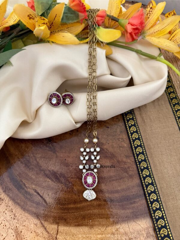 Victorian polish moissanite Stone pendant set | Necklace | Unique