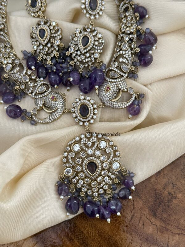 Victorian purple drop Ambaari / Elephant motif kanti set | Hasli | Unique
