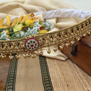 Jadau pendant All gold drops ambaari motif Bridal hipbelt
