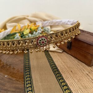 Jadau pendant All gold drops ambaari motif Bridal hipbelt