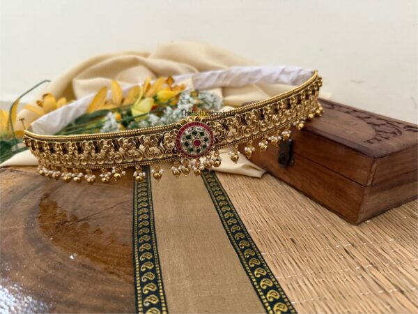 Jadau pendant All gold drops ambaari motif Bridal hipbelt