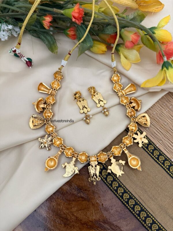 Jadau Rubyrose stones Shanku Chakra Namam necklace set | Bride