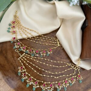 Jadau 5 layer Bridal Earchain | Champasaralu