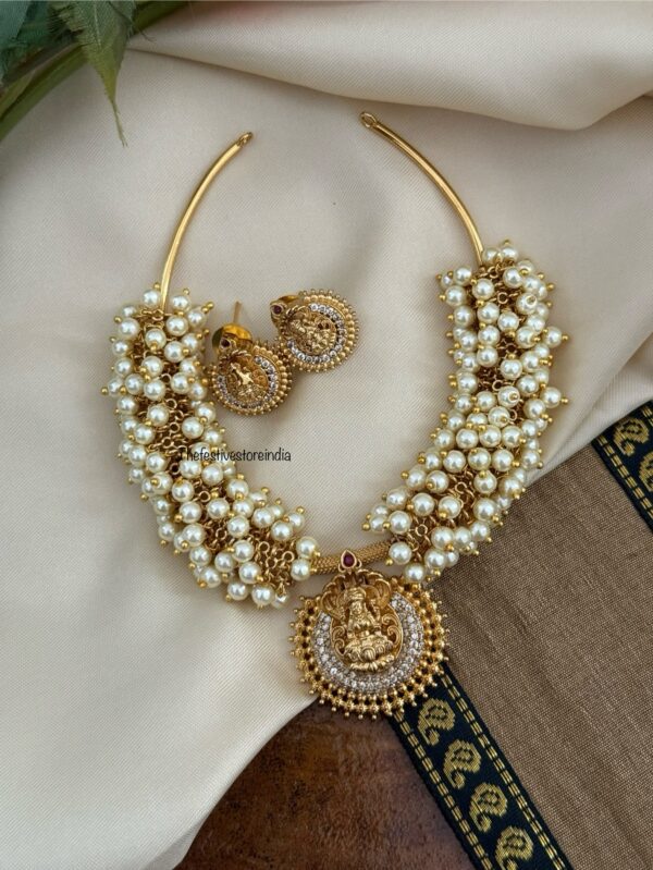 Lakshmi Cluster pearls necklace set