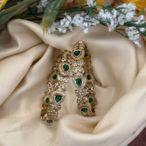 Green and white stones bangles - Set of 2