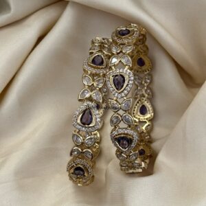 Purple (Amethyst) and white stones bangles - Set of 2 (Copy)