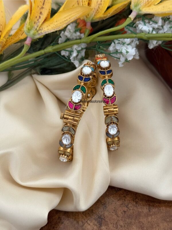 Jadau multicolor openable kada - Set of 2