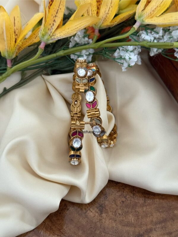 Jadau multicolor openable kada - Set of 2