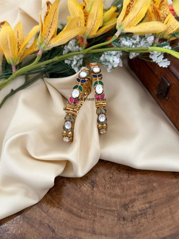 Jadau multicolor openable kada - Set of 2