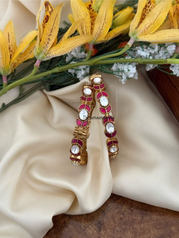 Jadau Kemp / Red openable kada - Set of 2