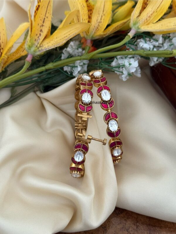 Jadau Kemp / Red openable kada - Set of 2