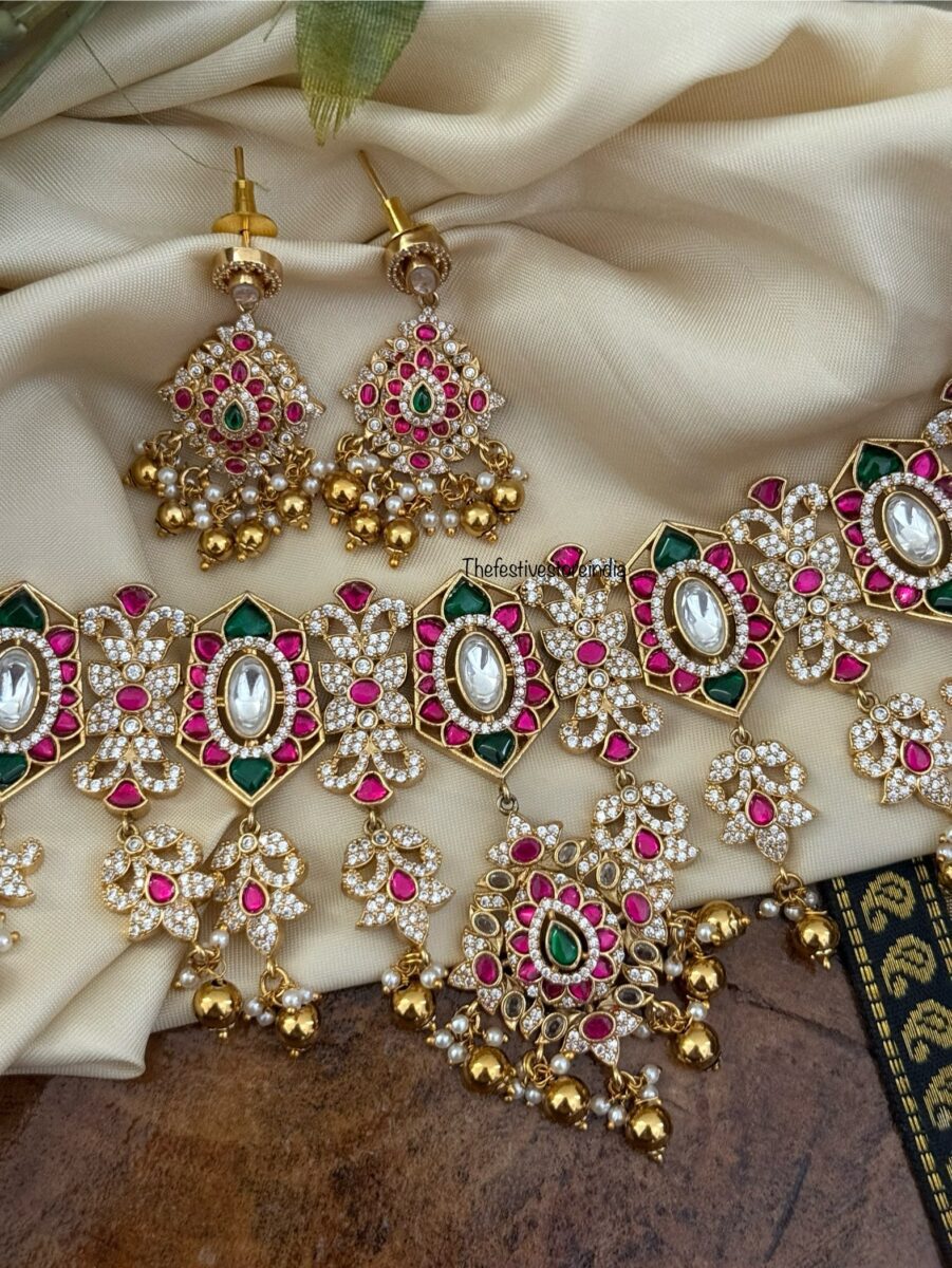 Premium Jadau stones Bridal choker set