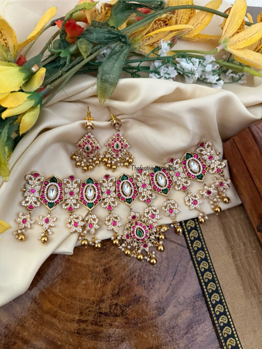 Premium Jadau stones Bridal choker set