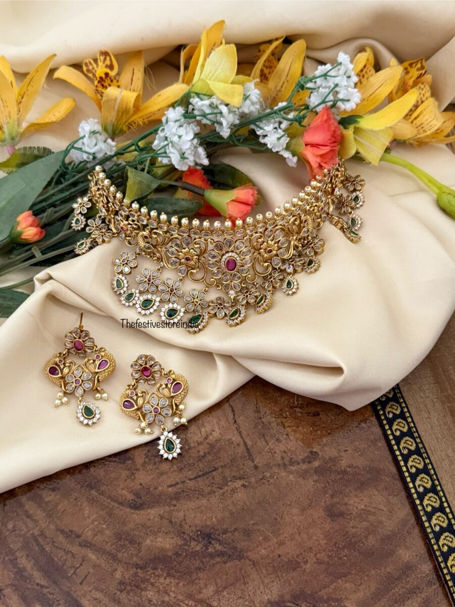 Bridal choker set with drops