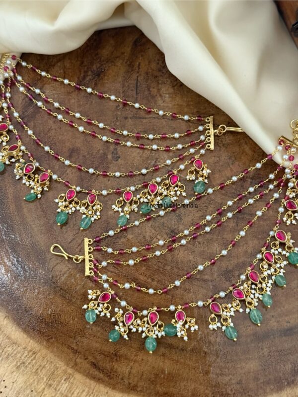 Unique Jadau 5 layer Bridal Earchain | Champasaralu