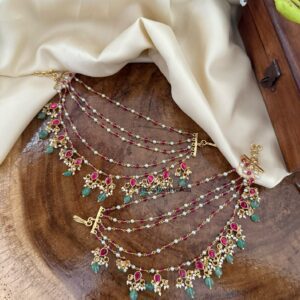 Unique Jadau 5 layer Bridal Earchain | Champasaralu