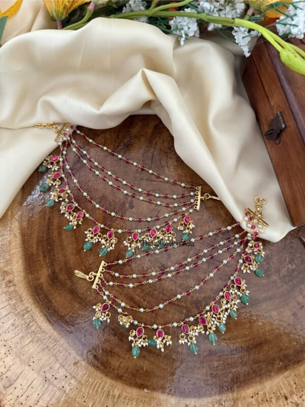 Unique Jadau 5 layer Bridal Earchain | Champasaralu