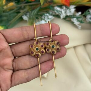 Antique matte polish Floral earcuff | Stick ear cuff