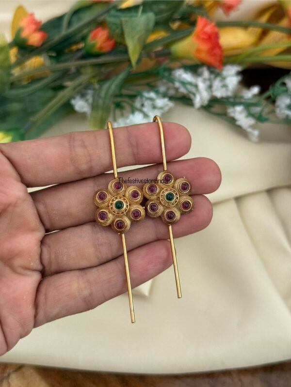 Antique matte polish Floral earcuff | Stick ear cuff