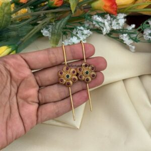 Antique matte polish Floral earcuff | Stick ear cuff