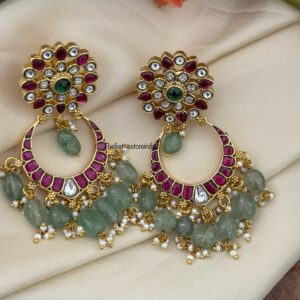 Floral Jadau chandbali earrings (screwback)