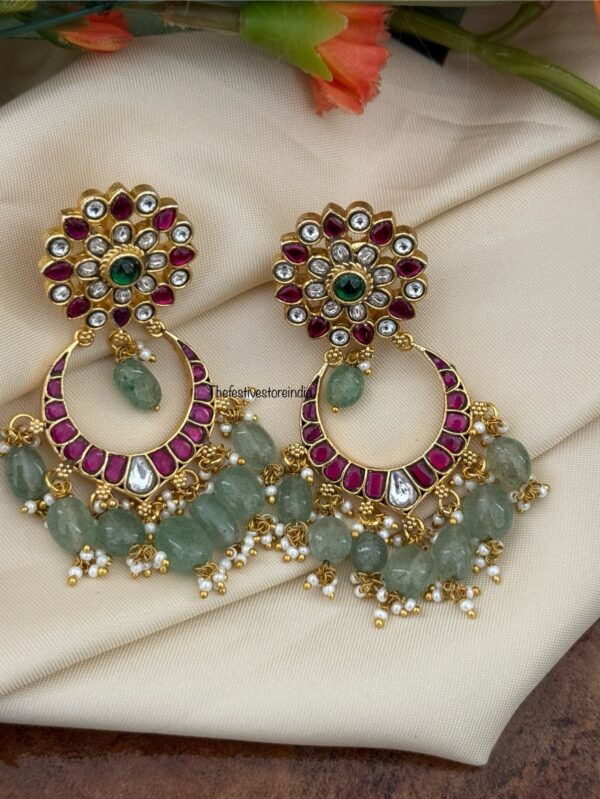 Floral Jadau chandbali earrings (screwback)