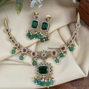 Fusion Emerald hasli set I Kanti | Indian jewellery
