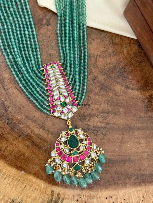 Unisex green beads Jadau haaram | Bride | Groom