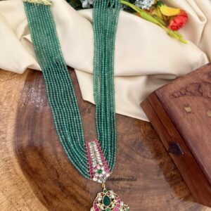 Unisex green beads Jadau haaram | Bride | Green