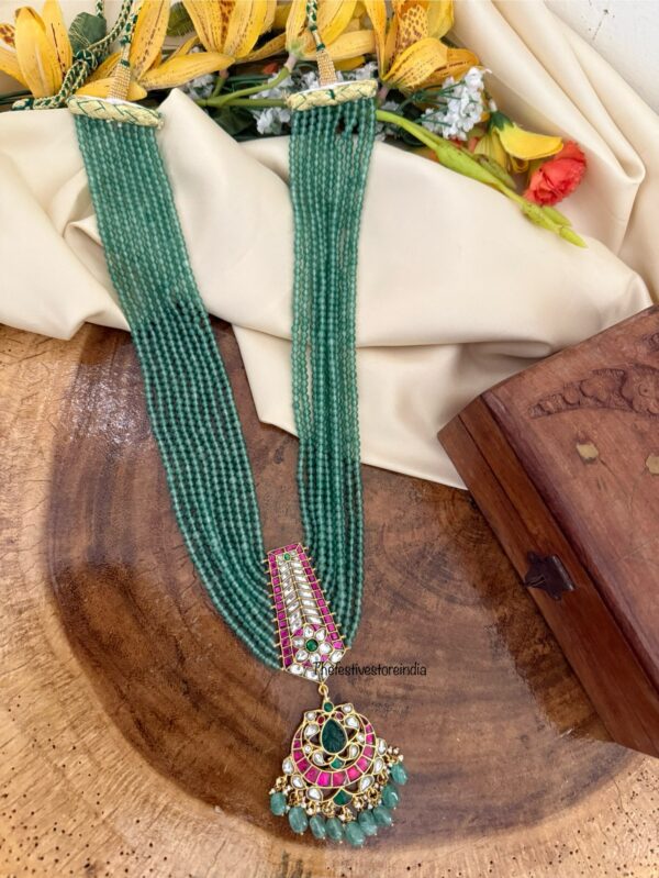 Unisex green beads Jadau haaram | Bride | Groom