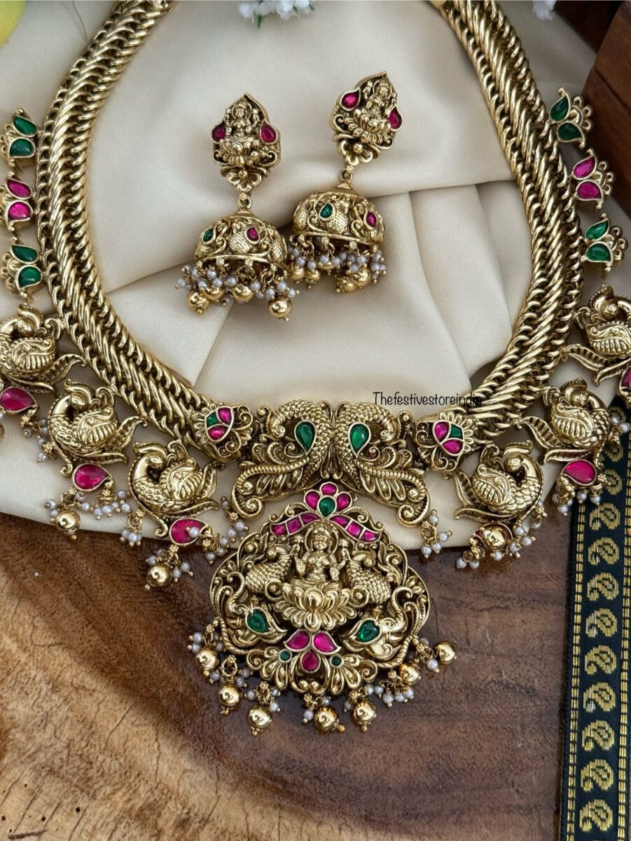 Jalebi Grand Bridal Lakshmi necklace with jhumkas
