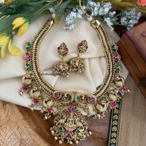 Jalebi Grand Bridal Lakshmi necklace with jhumkas