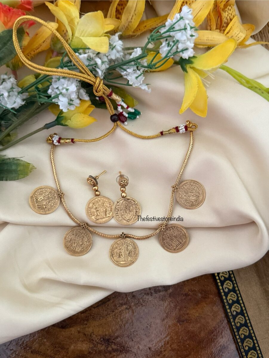 Radha Krishna Kaasu necklace set