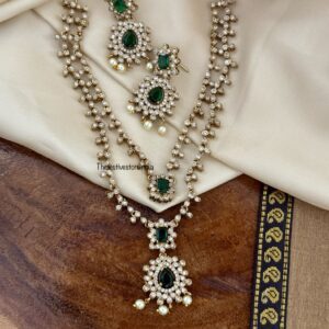 Budgeted 2 layer Victorian green stone necklace set