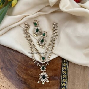 Budgeted 2 layer Victorian green stone necklace set