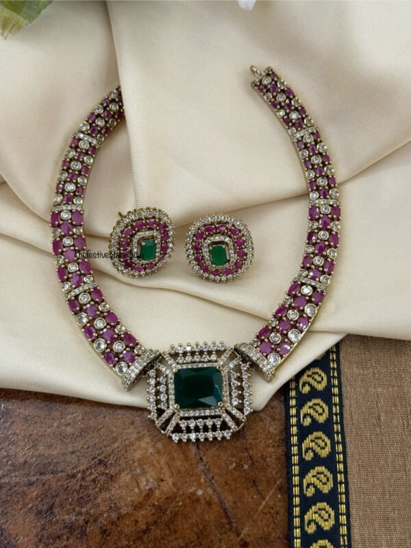 Ruby Emerald Victorian Hasli / Kanti set
