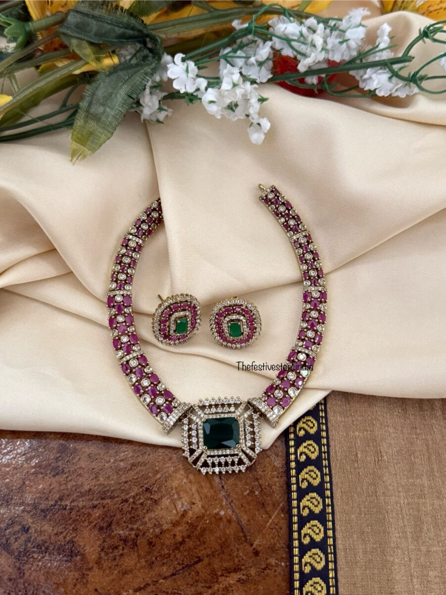 Ruby Emerald Victorian Hasli / Kanti set