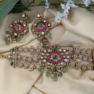 Bridal Victorian mint drops choker set