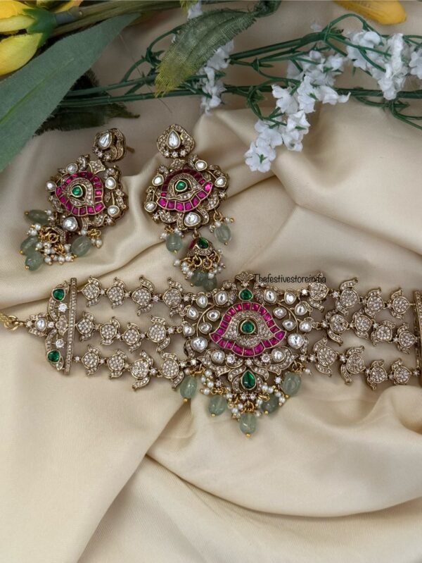 Bridal Victorian mint drops choker set