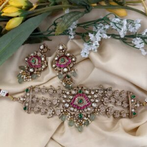 Bridal Victorian mint drops choker set