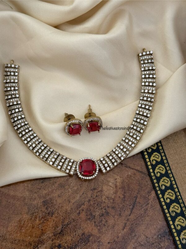 Victorian classic kanti set - Ruby / Red stone
