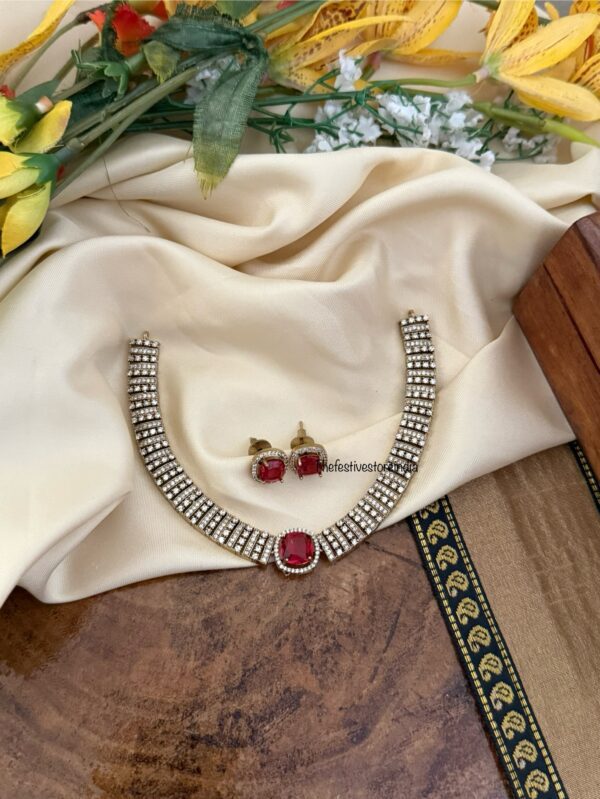 Victorian classic kanti set - Ruby / Red stone