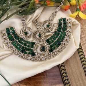 Prerana - Emerald peacock set with maangtikka